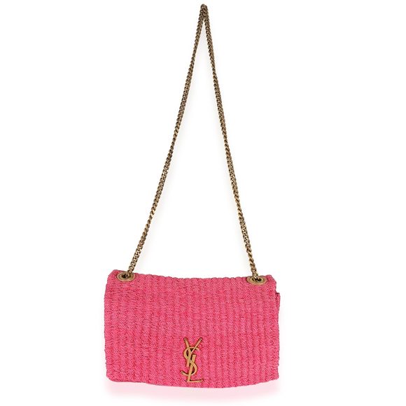 Saint Laurent Pink Woven Sisal Medium Kate Bag - Picture 6 of 8